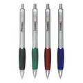 Union Printed Silver Barrel "Floret" Pen w/ Colored Rubber Grip